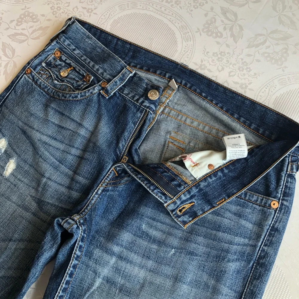 True Religion Men’s Size 34 Section Flap Regular Straight Blue Denim Jeans Pants